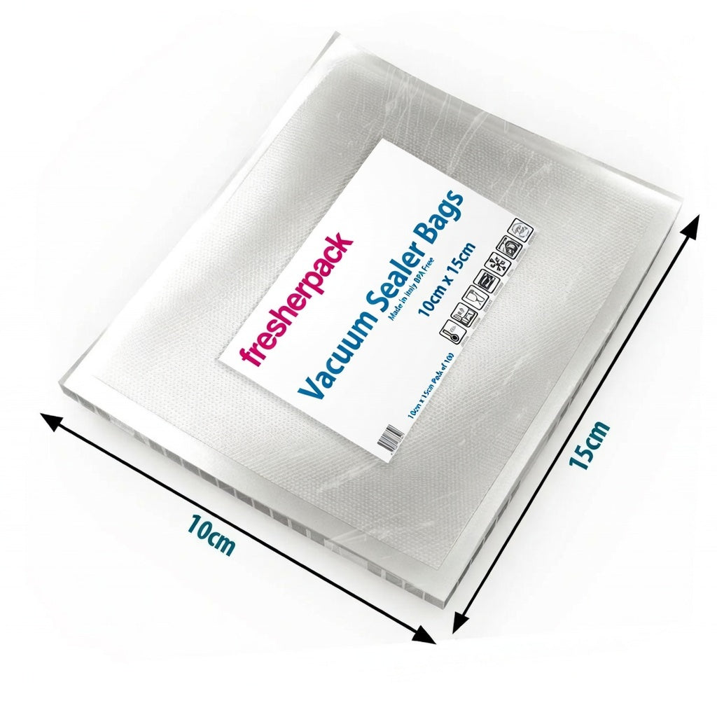 Fresherpack 10cm x 15cm Vacuum Sealer Bags Made in Italy Pack of 100