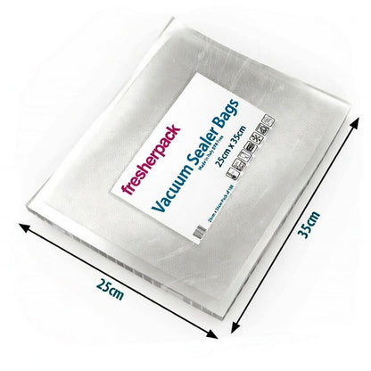 Fresherpack 25cm x 35cm Vacuum Food Sealer 100 Bags - BPA Free - Sous Vide - Made in Italy