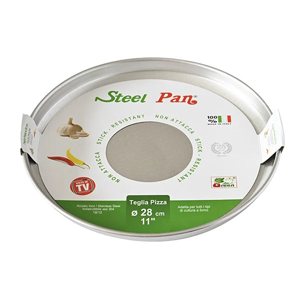 SteelPan Premium Stainless Steel Straight-Sided Pizza Pan – 28 cm (11 in)