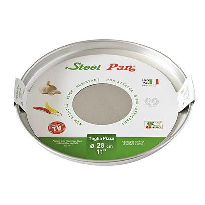 SteelPan Premium Stainless Steel Straight-Sided Pizza Pan – 28 cm (11 in)