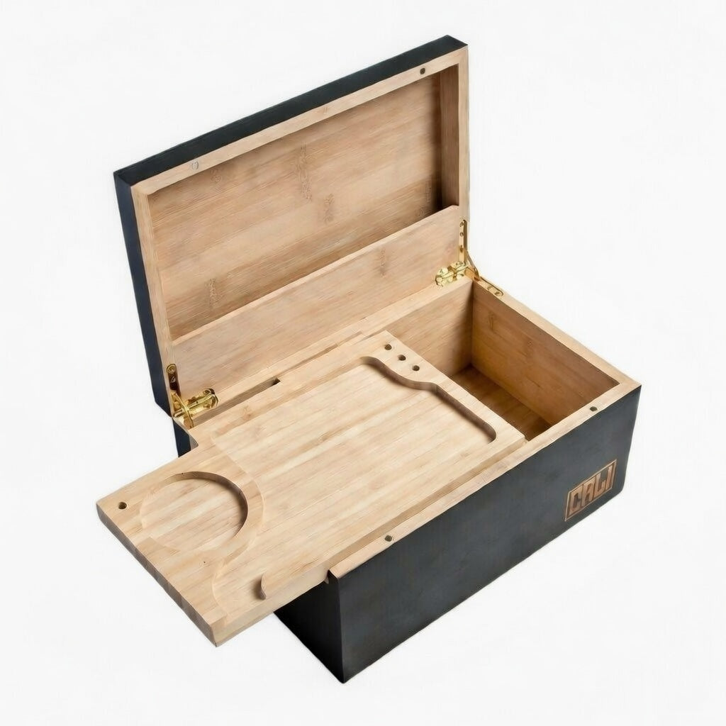 CALI Premium Large Bamboo Rolling Stash Box – Black