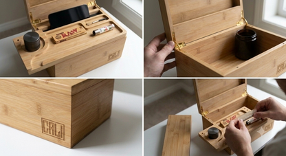 CALI Premium Large Bamboo Rolling Stash Box – Natural