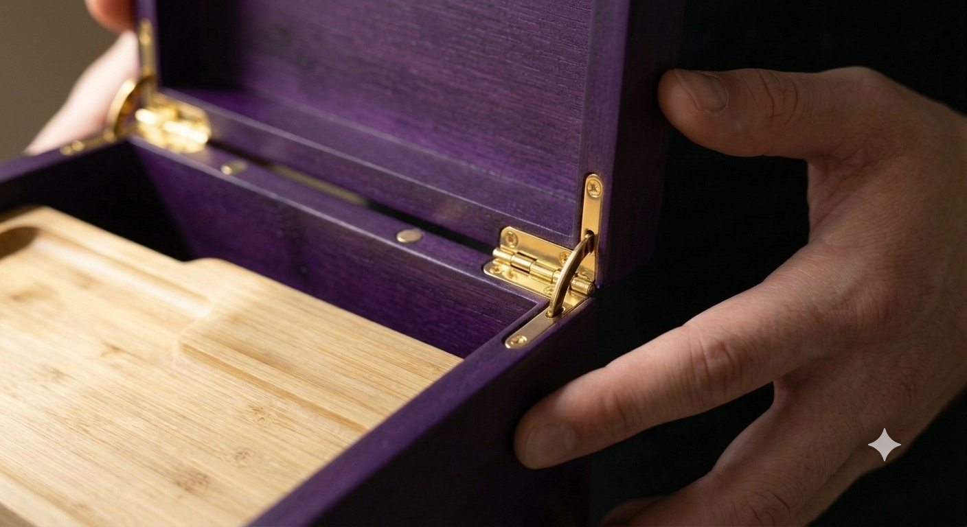 CALI Premium Large Bamboo Rolling Stash Box - Purple