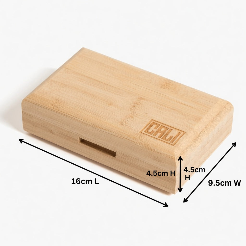 CALI Bamboo Smoking Stash Box with Rolling Tray - Natural