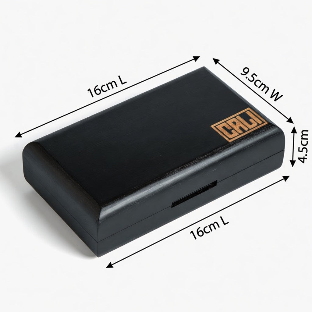 CALI Bamboo Smoking Stash Box with Rolling Tray - Black