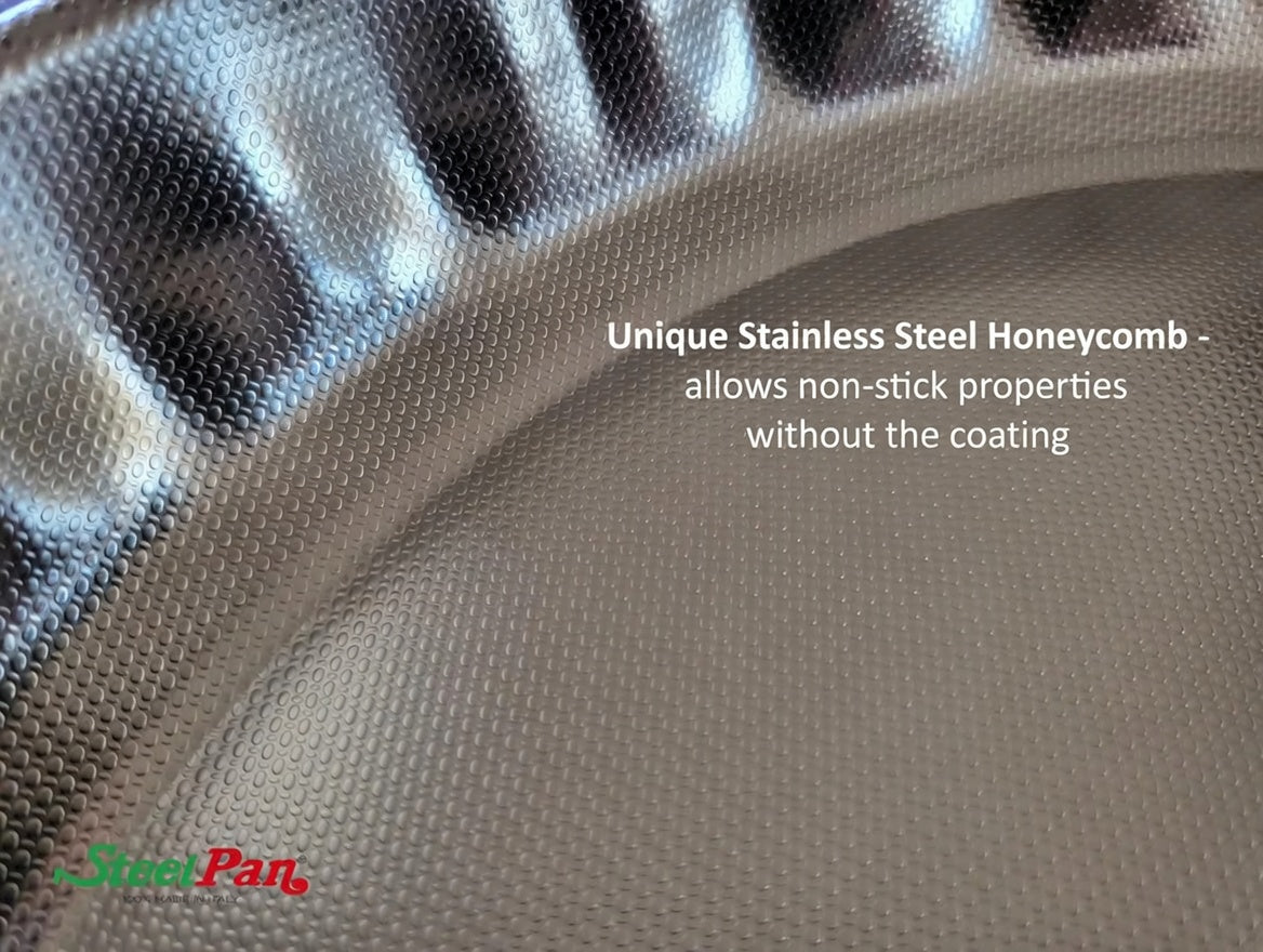 SteelPan Stainless Steel Pie Tin / Tart Mold / Flan Dish - Uncoated PTFE Free, Honeycomb Release, Made in Italy