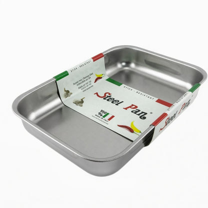 SteelPan Stainless Steel Roasting Tin / Lasagne Dish - Honeycomb Non-Stick, Made in Italy