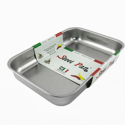 SteelPan Stainless Steel Roasting Tin / Lasagne Dish - Honeycomb Non-Stick, Made in Italy