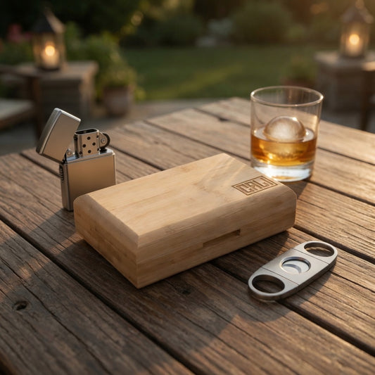 CALI Bamboo Smoking Stash Box with Rolling Tray - Natural