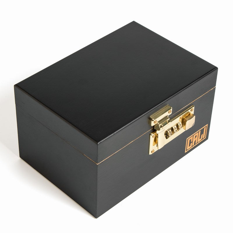 fresherpack.co.uk CALI Lockable Wooden Storage Lock Box with Hinged Lid Rolling Tray Bamboo Box (Black)