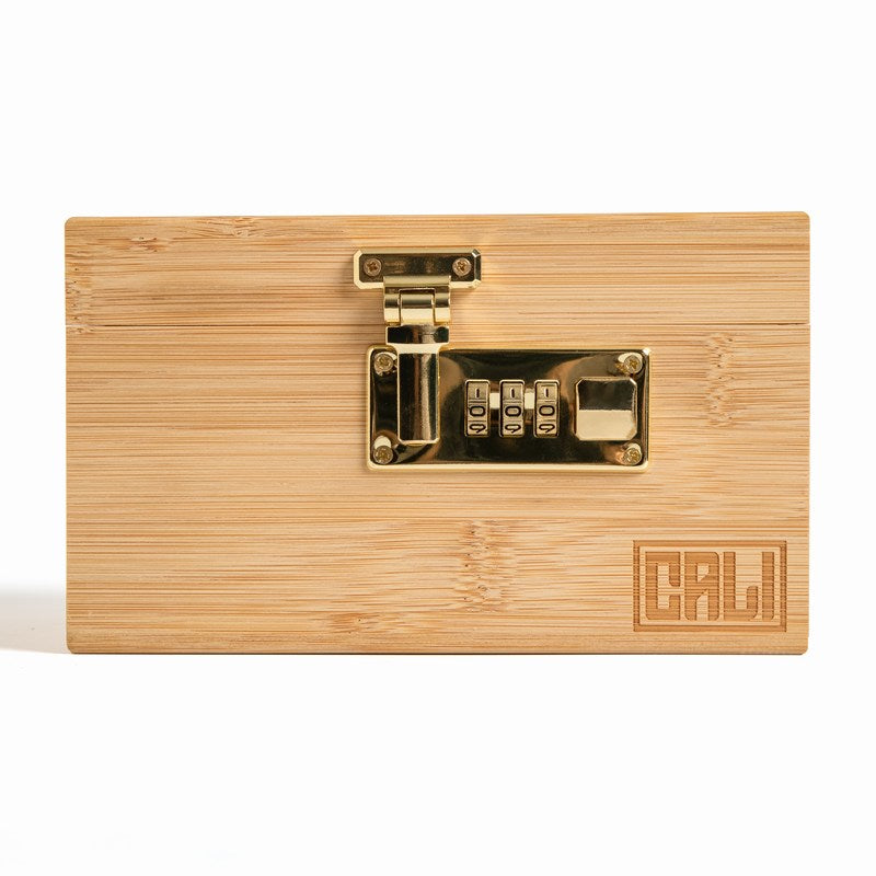 fresherpack.co.uk CALI Lockable Wooden Storage Lock Box with Hinged Lid Rolling Tray Bamboo Box (Natural)