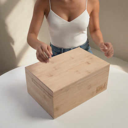 CALI Premium Large Bamboo Rolling Stash Box – Natural