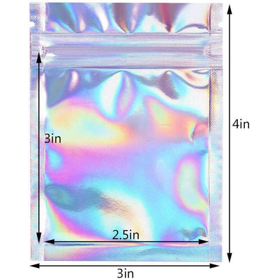 fresherpack.co.uk Fresherpack Holographic Laser Mylar Foil Zip Lock Bags - 7.5cm x 10cm - 3 inch x 4 inch