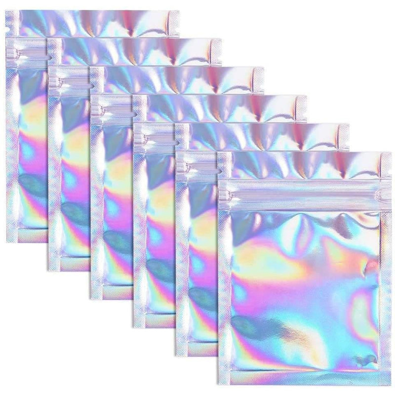 fresherpack.co.uk Fresherpack Holographic Rainbow Aluminium Mylar Foil Zip Lock Bags - 10cm x 15cm - 4 inch x 6 inch